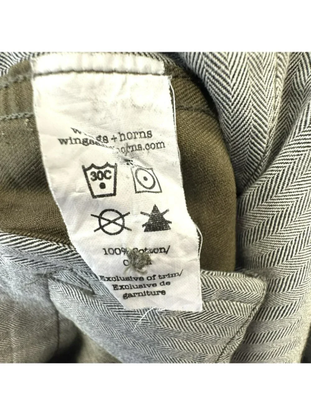 Wings + Horns Chino Pants Mens Size 31 Olive Green Button Fly 32